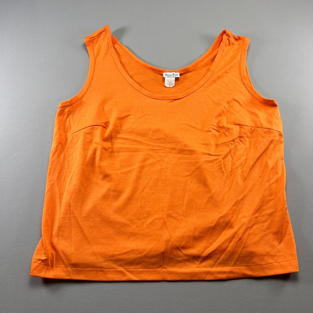 Vintage Deere Park Tank Top Women XS Orange Lightweight Cotton Wide Strap Summer